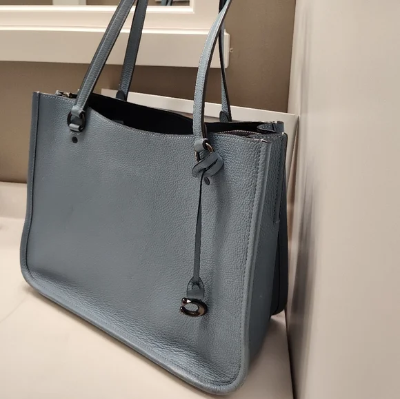 🧁GUC Coach Tyler Carryall 28 Medium Blue C2273 Pebble Leather Shoulder Tote Bag - Picture 4 of 16